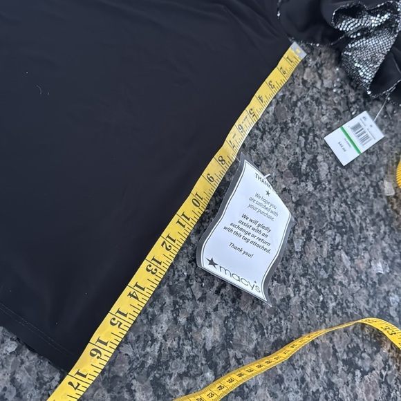 MSK Black sheer and silver trim cold shoulder blouse NWT L - Picture 7 of 9